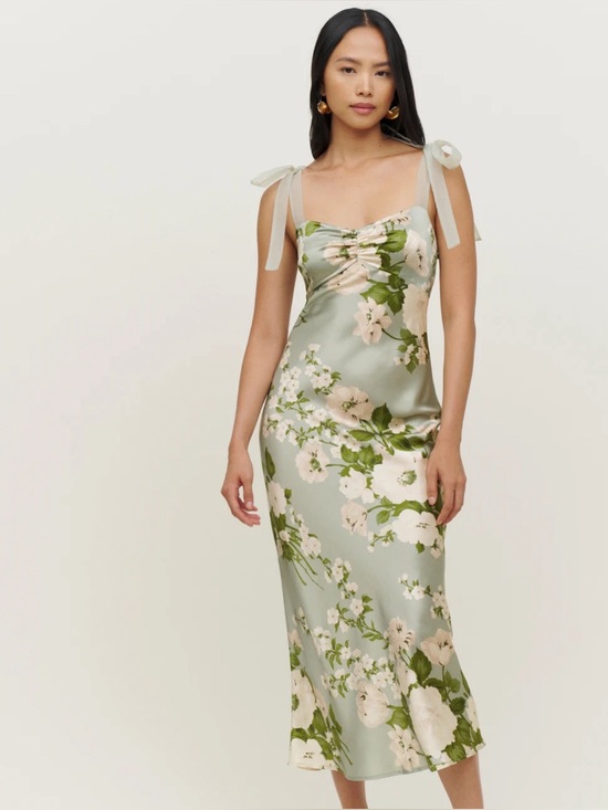 Reformation Dresses & Skirts - Reformation Alene Silk Slip Midi Dress with Tie Straps